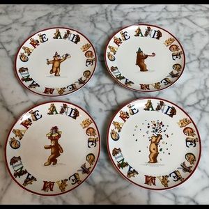 Tiffany and Co Birthday Bear 4 piece plate set